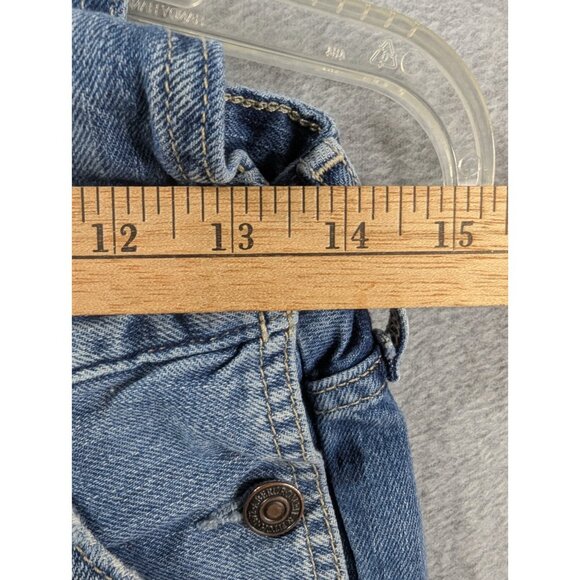 Ambercrombie Fitch Denim Bib Overalls Womens SZ XS Blue Whiskers Tapered Classic - Picture 6 of 15